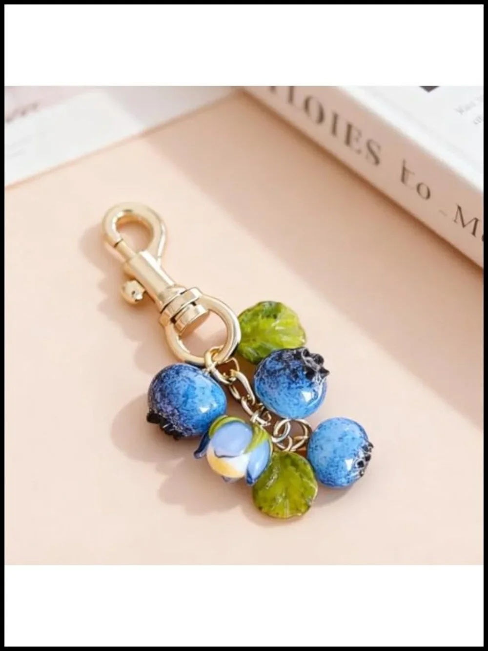 Blueberry Fruit Charm Keychain for Handbags Tote Bags Cute 3D Plastic Purse